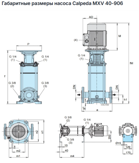 Вертикальный многоступенчатый насос Calpeda MXV 40-906