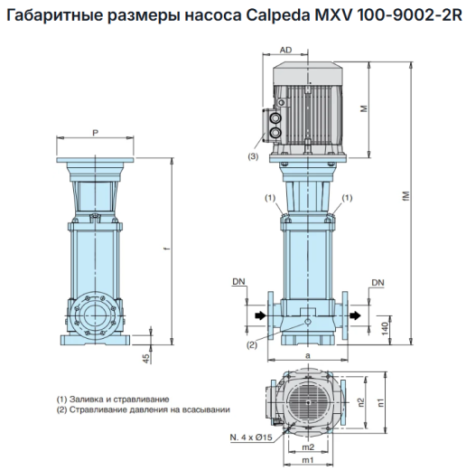 Вертикальный многоступенчатый насос Calpeda MXV 100-9002-2R