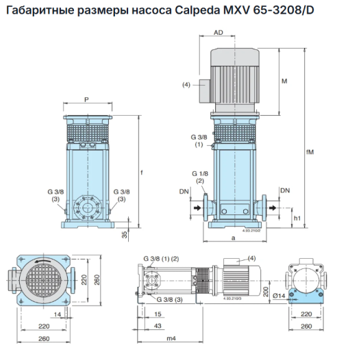 Вертикальный многоступенчатый насос Calpeda MXV 65-3208/D