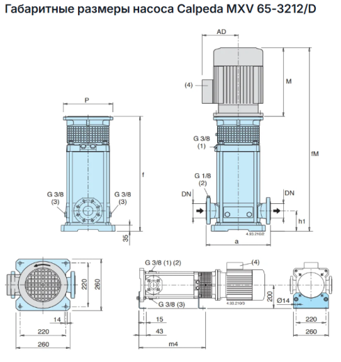 Вертикальный многоступенчатый насос Calpeda MXV 65-3212/D