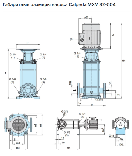 Вертикальный многоступенчатый насос Calpeda MXV 32-504